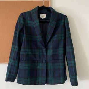 Sezane Alix Thomsen Green & Navy Plaid Wool Jacket Set 36